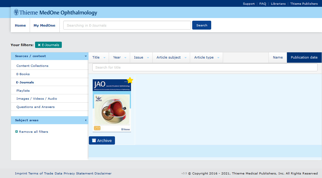MedOne Ophthalmology - Journals MedOne Ophthalmology - Journals
