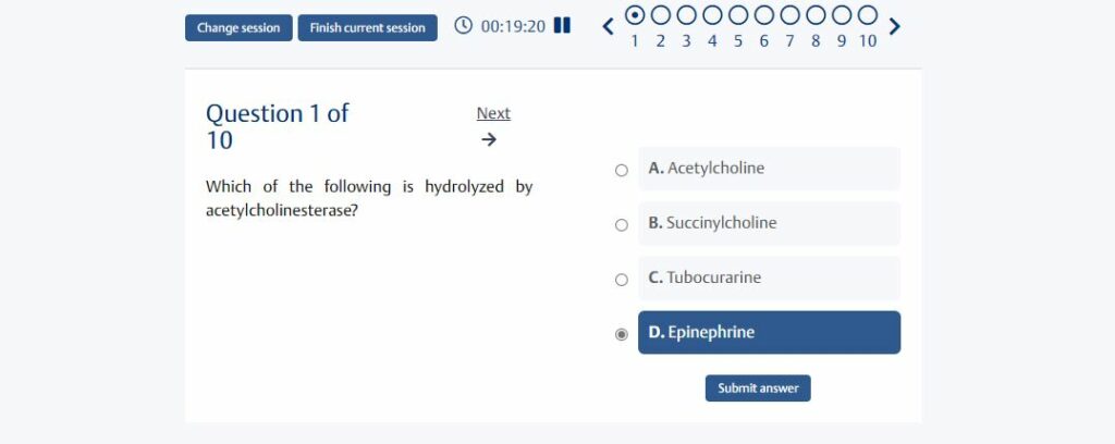 screenshot of a practice exam multiple choice question with an answer selected