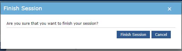 screenshot of screen to finish a session