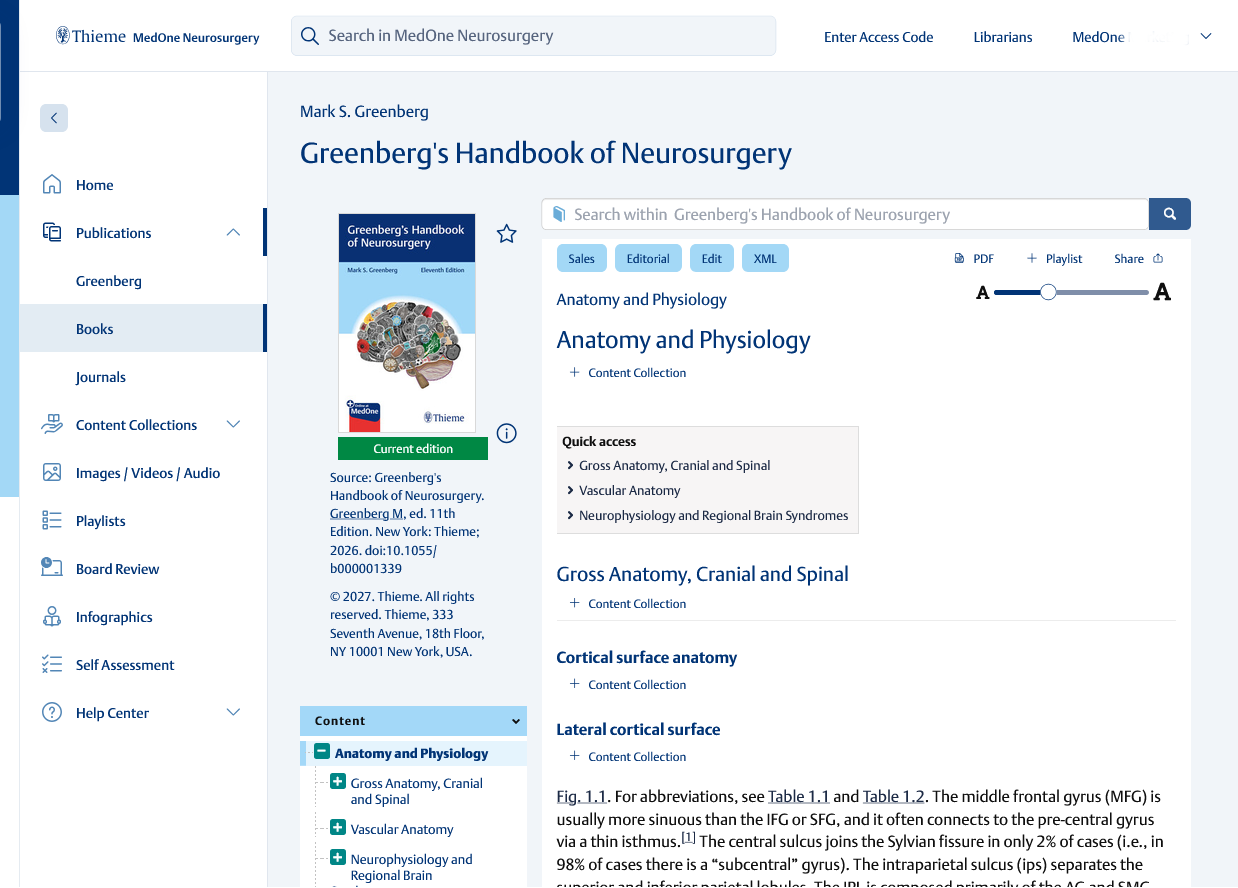 Thieme MedOne Neurosurgery Playlists Screenshot