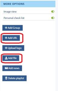 Add web links or upload files to playlists
