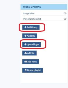 Add group or upload logo to playlist