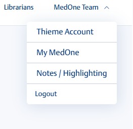 Find Thieme Account in upper right corner