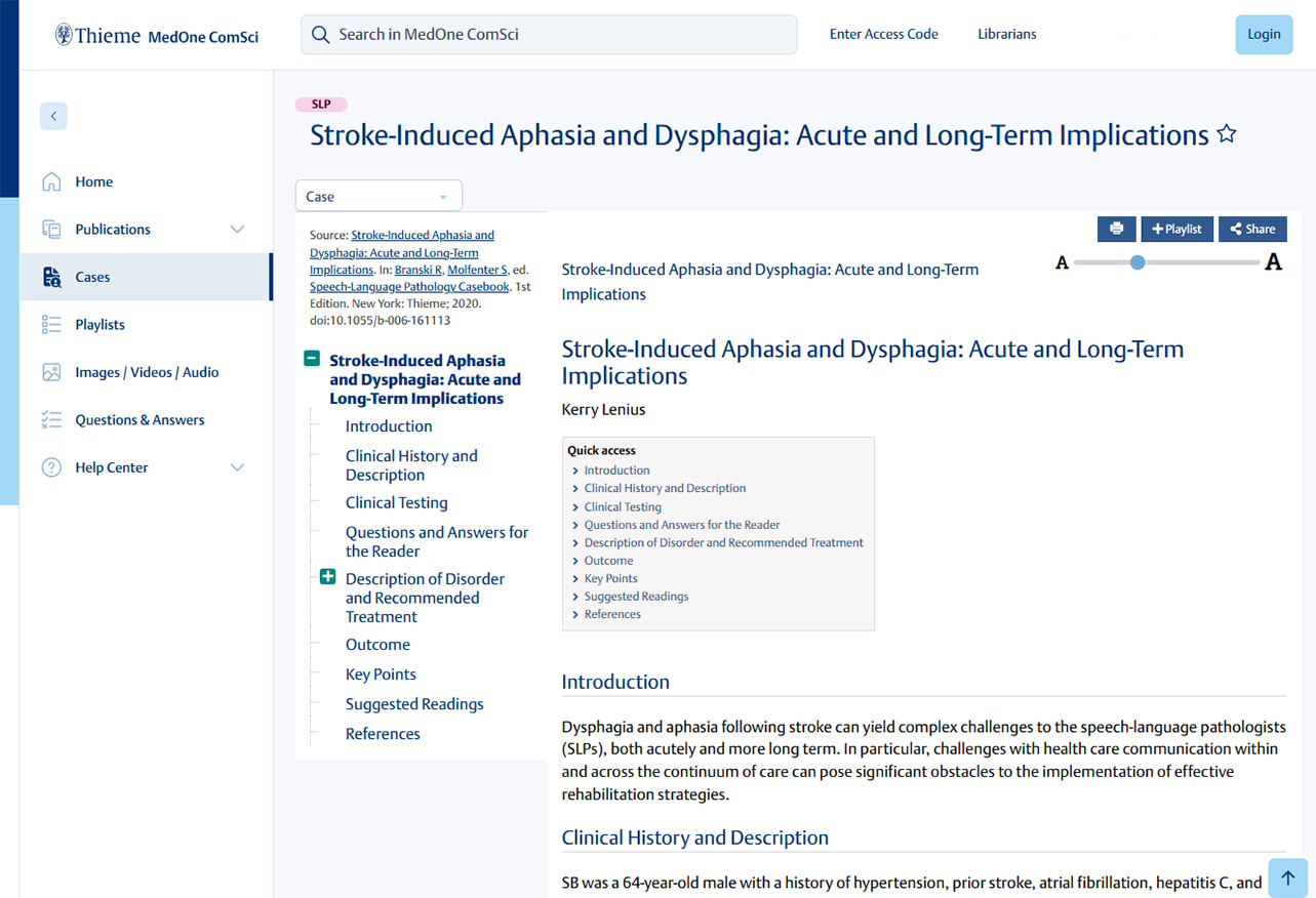 Thieme MedOne ComSci Cases Screenshot