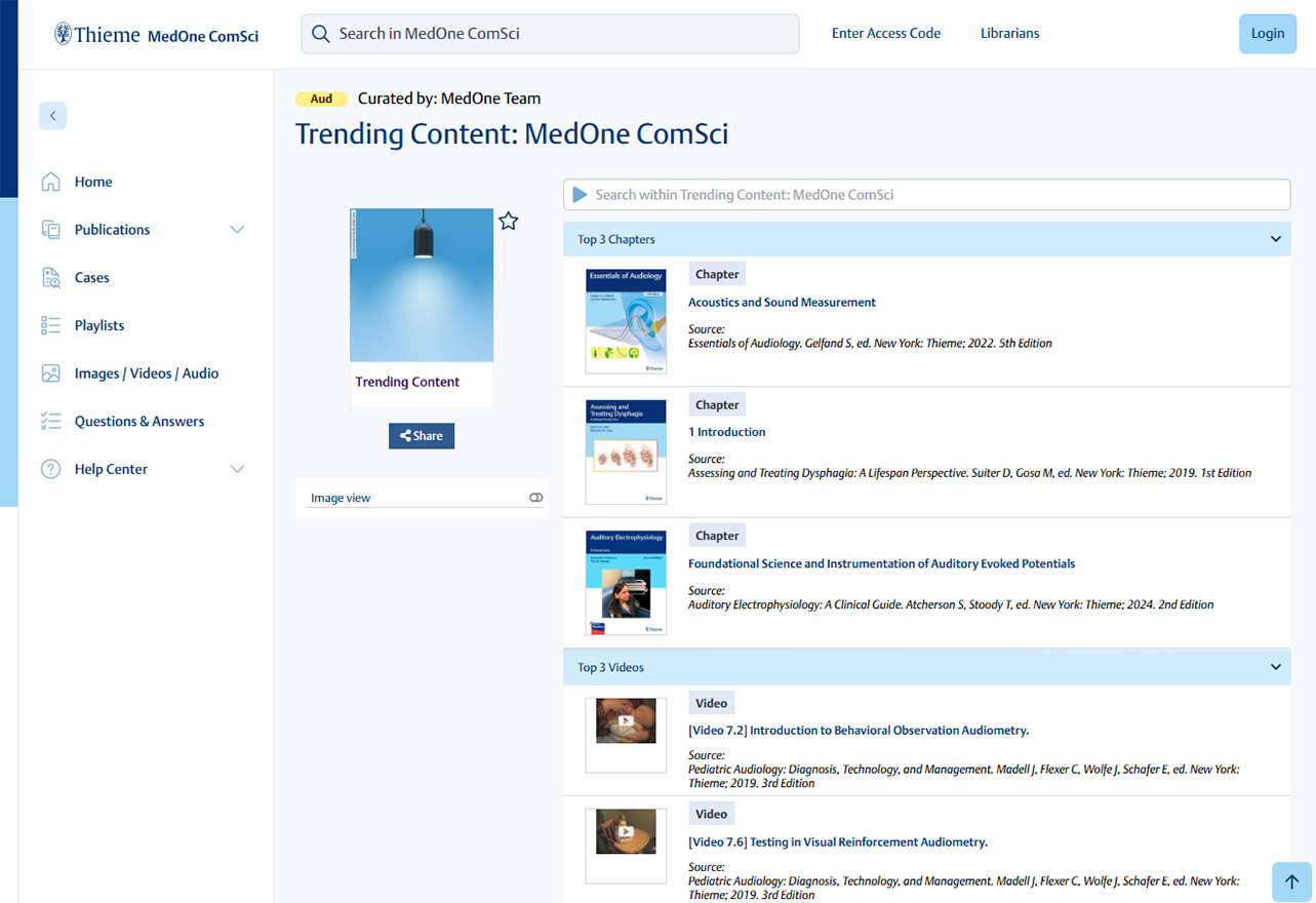 Thieme MedOne ComSci Playlists Screenshot