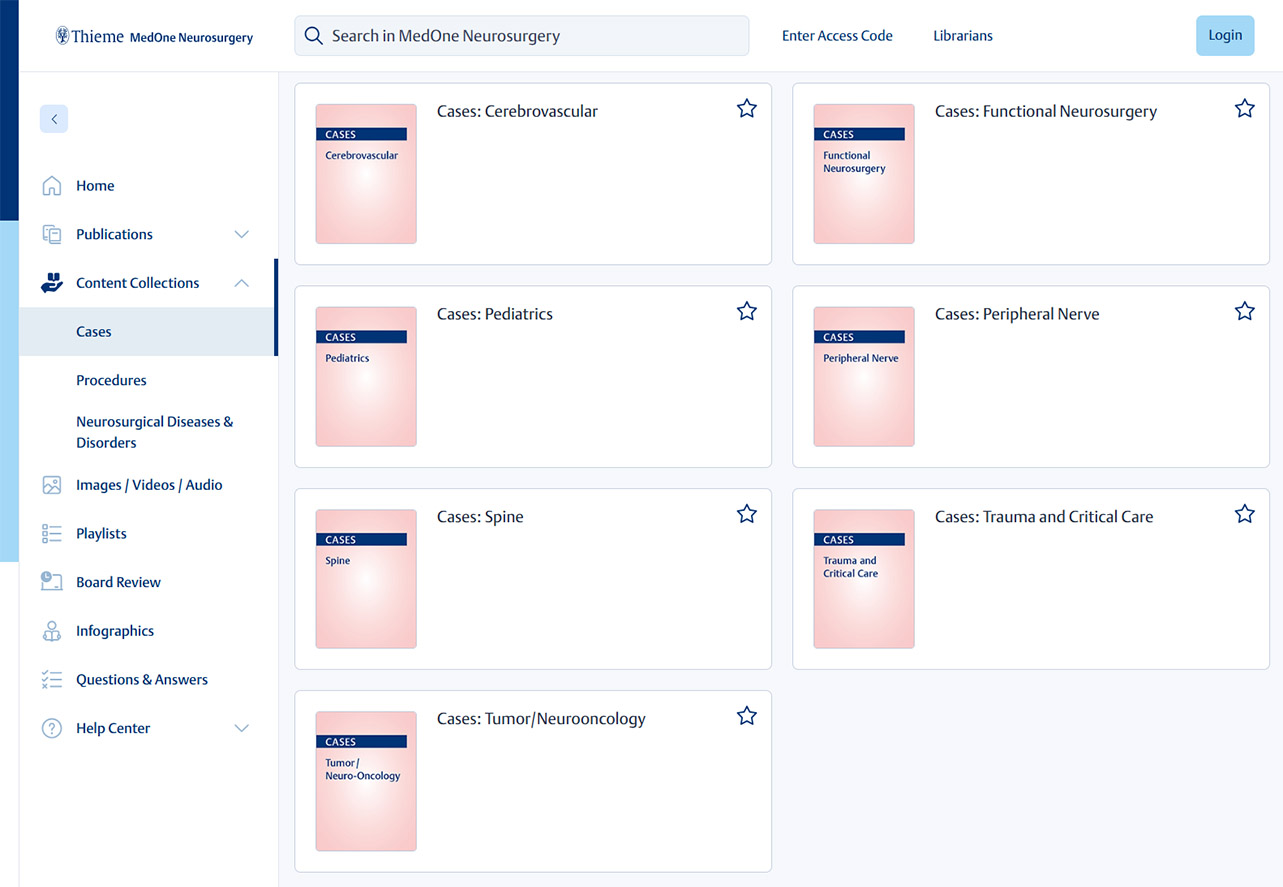 Thieme MedOne Neurosurgery Cases Screenshot
