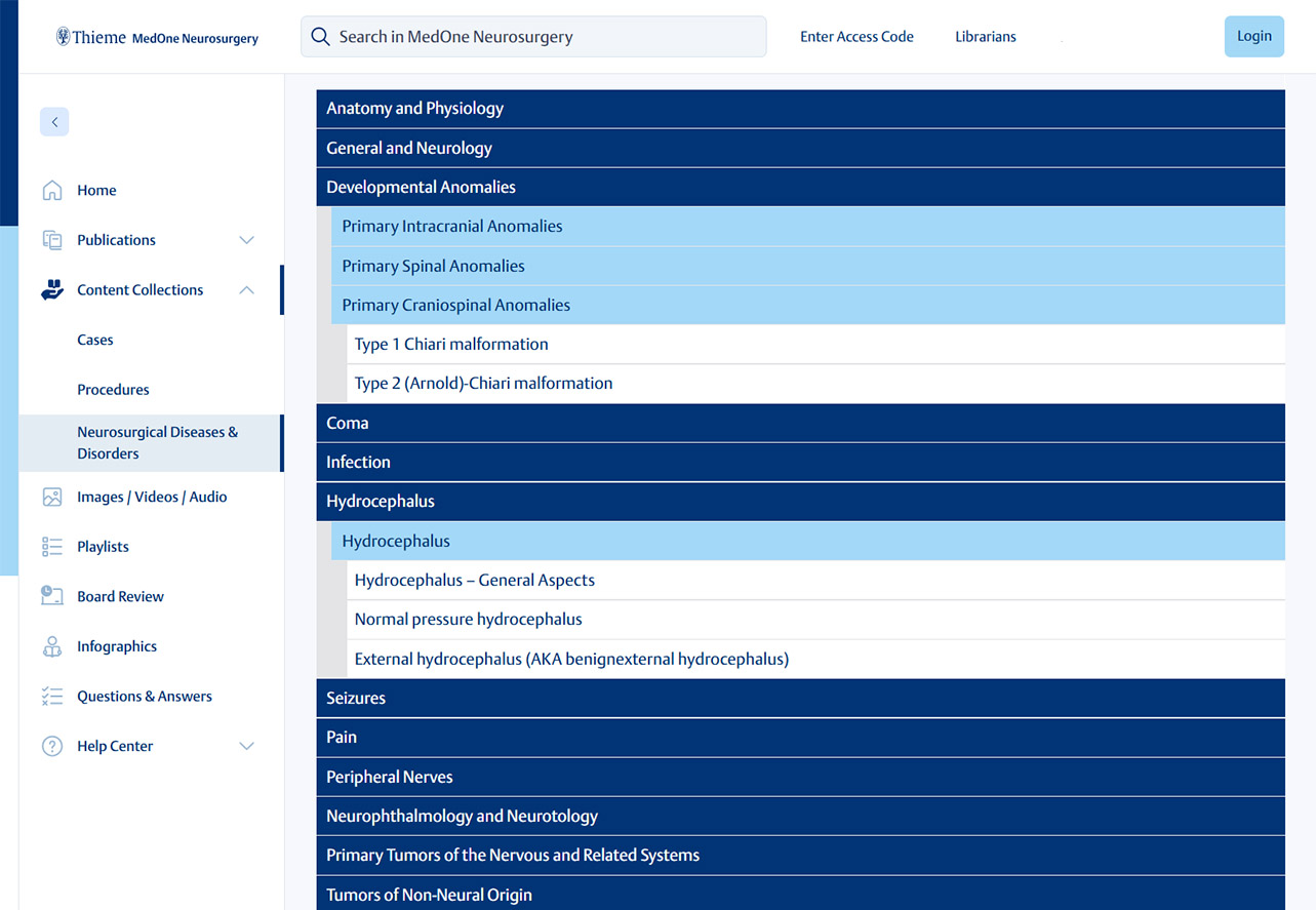 Thieme MedOne Neurosurgery Procedures Screenshot
