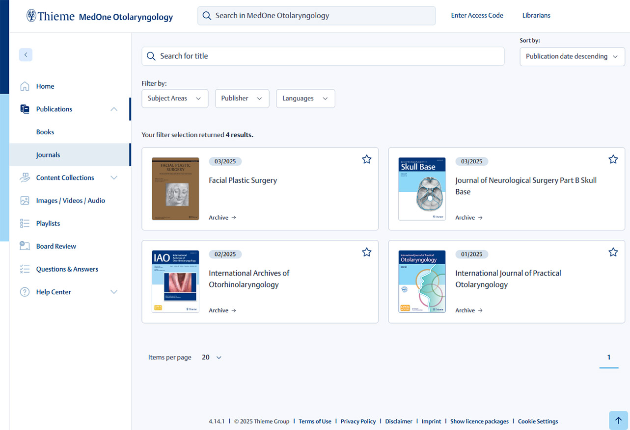 Thieme MedOne ComSci Journals Screenshot