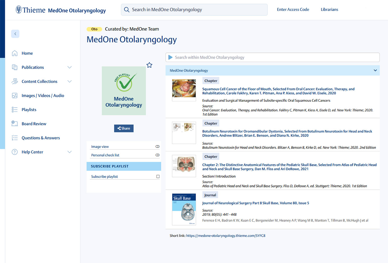 Thieme MedOne ComSci Playlists Screenshot