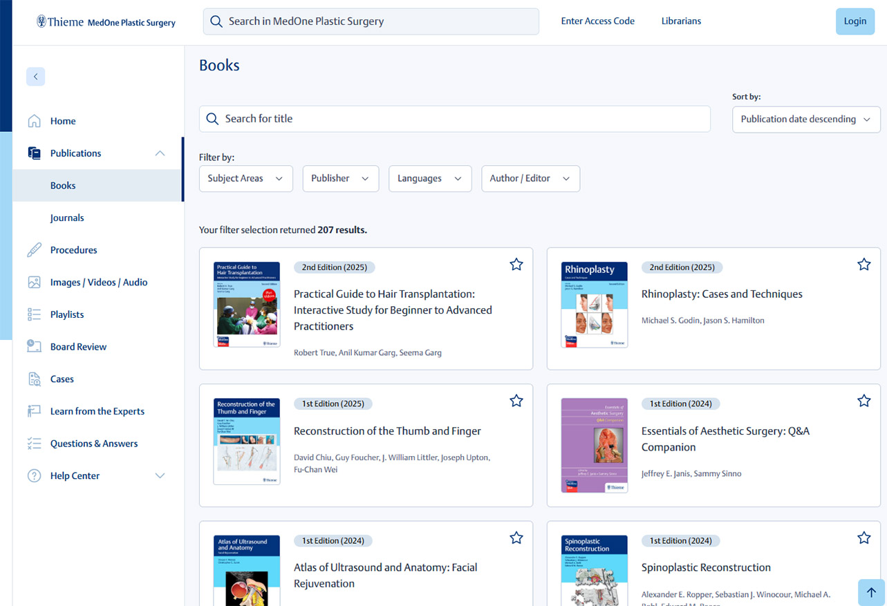 Thieme MedOne Plastic Surgery Screenshot Books
