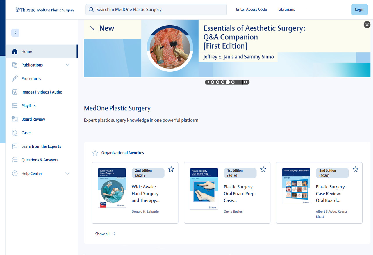 Thieme MedOne Plastic Surgery Screenshot Home