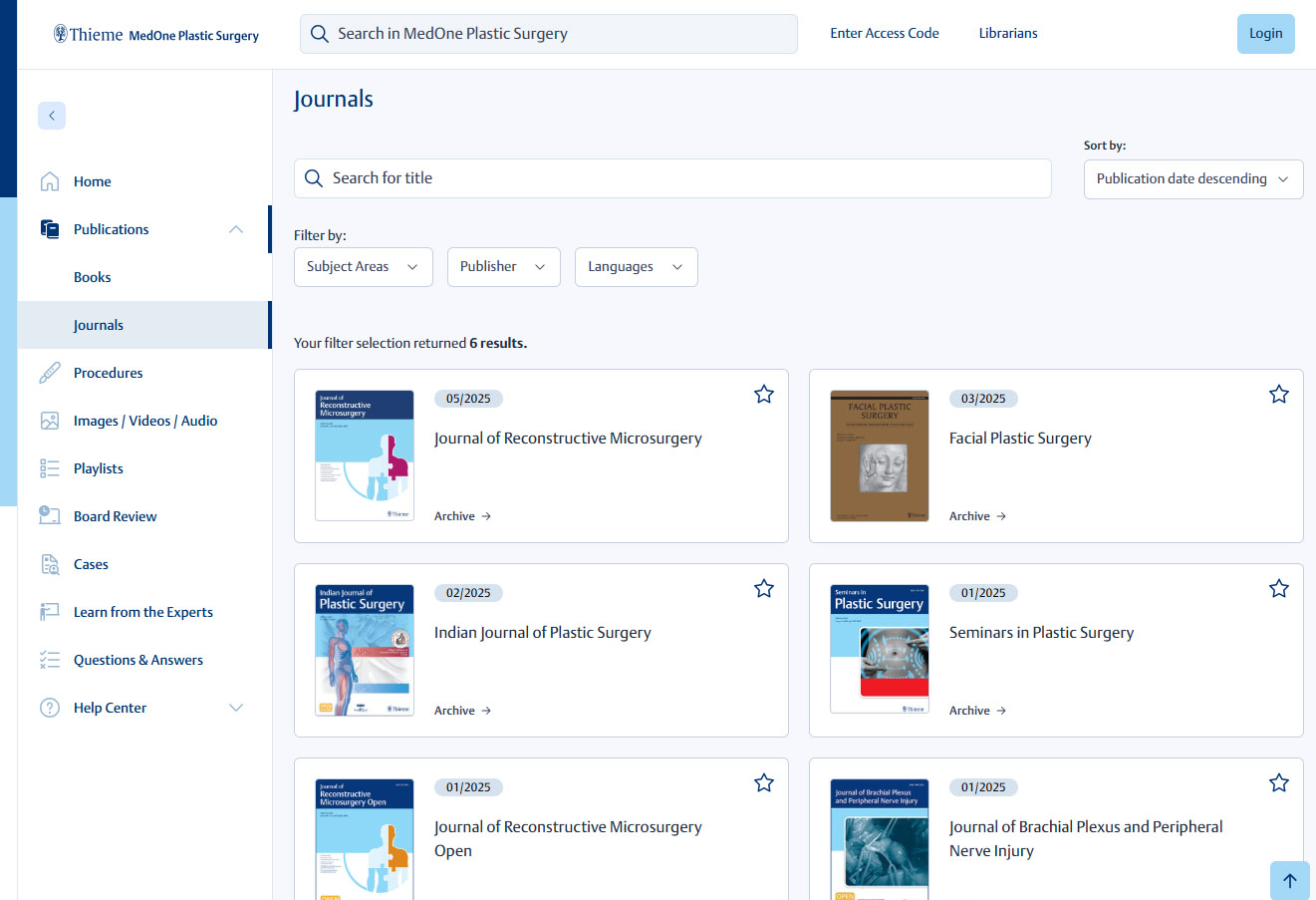 Thieme MedOne ComSci Journals Screenshot